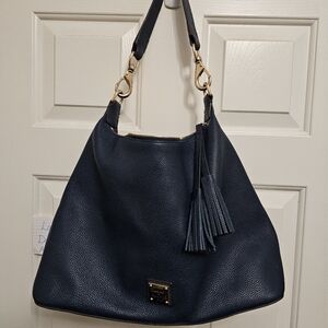 Dooney and Bourke Belvedere Juliette Hobo Bag in Pebbled Midnight Blue Leather